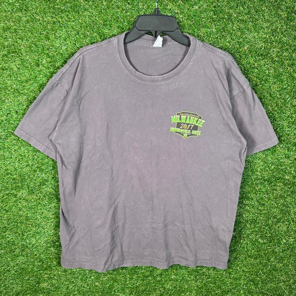 Keya USA Milwaukee Motorcycle Week 2017 Graphic T Shirt Gray Size‎ L